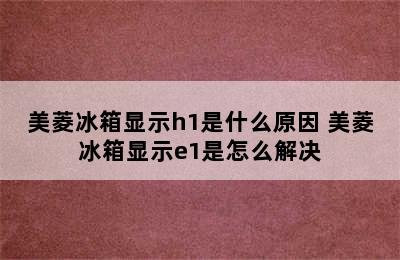 美菱冰箱显示h1是什么原因 美菱冰箱显示e1是怎么解决